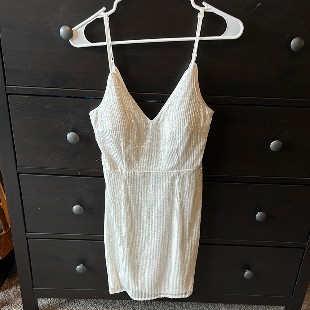 Lulu's Ivory Sequin Embellished Dress